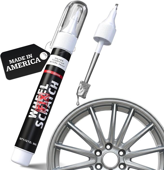 Wheel Scratch Fix® Silver Magic Car Scratch Remover Pen - Alloy Wheel Touch Up Paint Pen for Cars, Curb Rash Removal with Fast-Drying & Long-Lasting OEM Finish, Vehicles Rim Repair Paint for Chip (Light Silver (Pen Only))