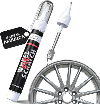 Wheel Scratch Fix® Silver Magic Car Scratch Remover Pen - Alloy Wheel Touch Up Paint Pen for Cars, Curb Rash Removal with Fast-Drying & Long-Lasting OEM Finish, Vehicles Rim Repair Paint for Chip (Light Silver (Pen Only))