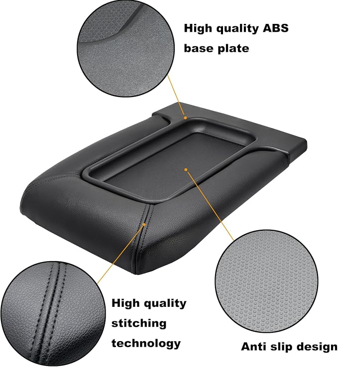 NHILES Center Console Lid Replacement Kit for 1999 2000 2001 2002 2003 2004 2005 2006 2007 Silverado/Avalanche/Suburban/Sierra/Yukon Replaces Number 19127364, 19127365, 19127366 (Black)