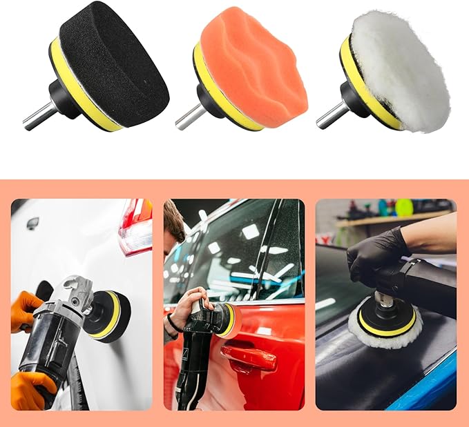 10-Pack Car Polishing Pads, 3 Inch Foam, Buffer Polisher for Drill, Fleece Pad Wax Buffer Drill Polisher Attachment with M10 Adapter