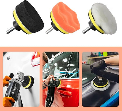 10-Pack Car Polishing Pads, 3 Inch Foam, Buffer Polisher for Drill, Fleece Pad Wax Buffer Drill Polisher Attachment with M10 Adapter