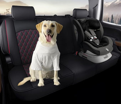 Aierxuan Back Seat Covers for Chevy Silverado GMC Sierra Pickup Custom Fit 2007-2026 1500 2500HD 3500HD Crew Double Extended Cab Waterproof Leather Split Bench 40/60, 50/50 (Rear Seat/Red)