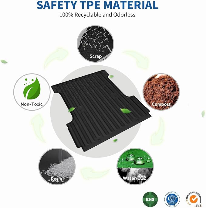 OEDRO Truck Bed Mat Fit for 2024 2025 2026 Toyota Tacoma 5FT, TPE All Weather Tacoma 5FT Heavy Duty Pickup Bed Liner Accessories, Black
