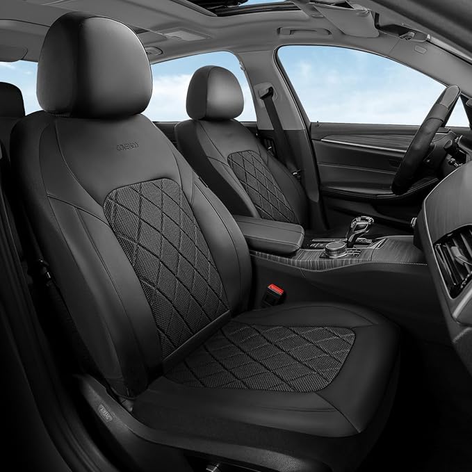 Coverado Car Seat Covers, Front Seat Covers, 2 Front Automotive Seat Cover, Mesh Breathable Seat Protectors, Universal Fit for Most Cars