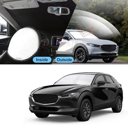 TINGLU Sun Shade for Mazda CX30 CX-30 2019-2024 2025 2026 Accessories Windshield Sun Shade Window Shade UV Rays Protection Sun Visor Cover with Steering Wheel Sunshade Storage Bag