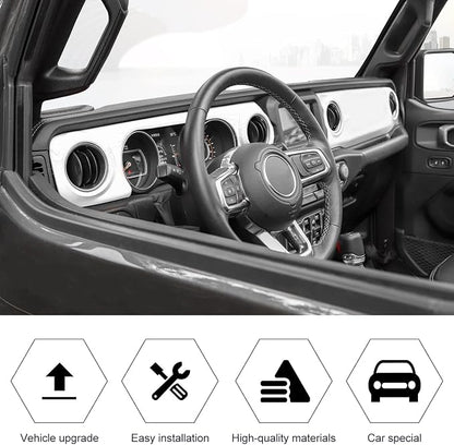 RT-TCZ Center Console Trim Cover Dashboard Control Panel Cover Decorative Interior Accessories for Jeep Wrangler JL JLU & Gladiator JT 2018-2022,White