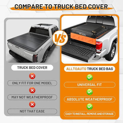 [All-in-One Bundle] 26 CuFt Waterproof Truck Bed Cargo Bag with Heavy Duty Cargo Net, Storm-Proof Pickup Luggage Carrier (50"x40"x22"), Fits All Pickups, Includes Storage Bag & Bungee Net