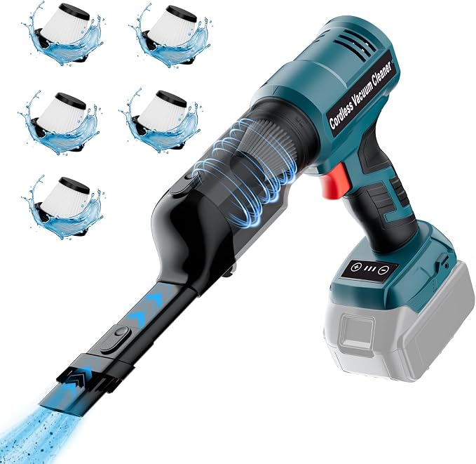 YEX-BUR Cordless Handheld Vacuum for Makita 18V Battery(Tool Only), 240W Powerful Car Vacuum with Brushless Motor, 3-Speed, 5 Filters, Portable Vacuum Cleaner for Home Office Car Pet