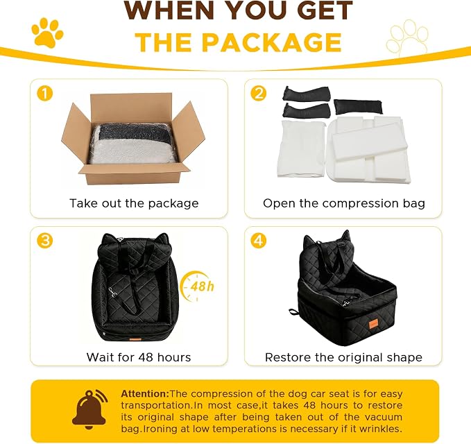 Dog Booster Car Seats for S/M Dogs Up to 35lbs,Pet Car Seat/Travel Bed with Washable&Removable Cover,Storage Pockets,Dog Safety Belt and Elevated Cushion Fits in Front/Back Seat