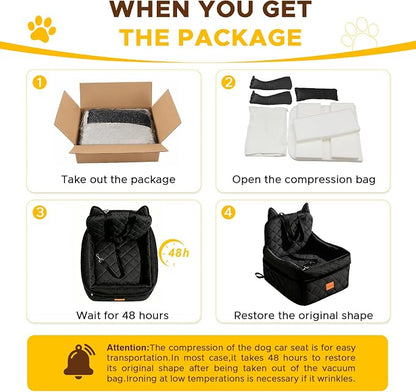 Dog Booster Car Seats for S/M Dogs Up to 35lbs,Pet Car Seat/Travel Bed with Washable&Removable Cover,Storage Pockets,Dog Safety Belt and Elevated Cushion Fits in Front/Back Seat