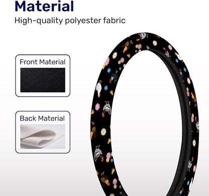GENANY Chicken Steering Wheel Cover, Non Slip Polyester Car Wheel Protector for Car SUV Truck, Universal 15 Inch