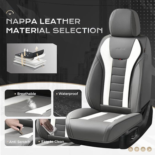 Coverado Car Seat Covers Full Set, Seat Covers for Cars, Front Seat Covers and Back Seat Cover Waterproof Leather Automotive Seat Cover, Universal Car Interior Protectors Cushion for Most Cars