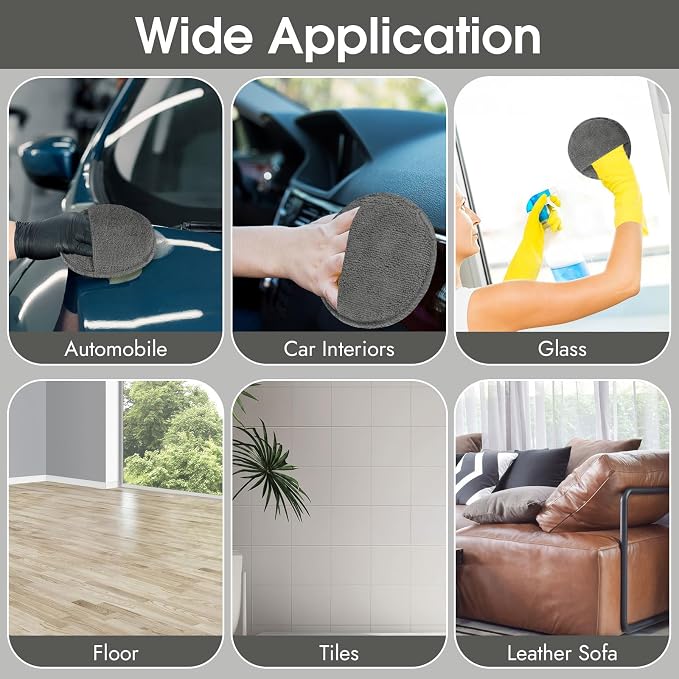 10 Pack Wax Applicator Pads, Microfiber Applicator Pad with Finger Pocket, Foam Car Wax Applicator Pad for Car Cleaning and Polishing (Gray)