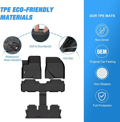 Nilight TPE Floor Mats for Toyota Highlander 7&8 Seats 2014 2015 2016 2017 2018 2019 (Not for Hybrid) All Weather Custom Fit Heavy Duty Floor Liners