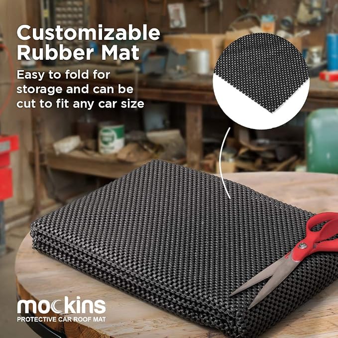 Mockins 51" x 39" Customizable Anti Slip Mat for Car Rooftop Bag | Soft Roof Rack Pads | Cargo Mats for Back of SUV Truck & Van | Scratch-Resistant Car Roof Mat to Keep Cargo from Slipping