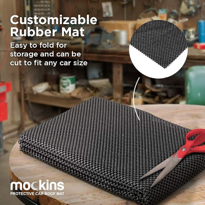 Mockins 51" x 39" Customizable Anti Slip Mat for Car Rooftop Bag | Soft Roof Rack Pads | Cargo Mats for Back of SUV Truck & Van | Scratch-Resistant Car Roof Mat to Keep Cargo from Slipping