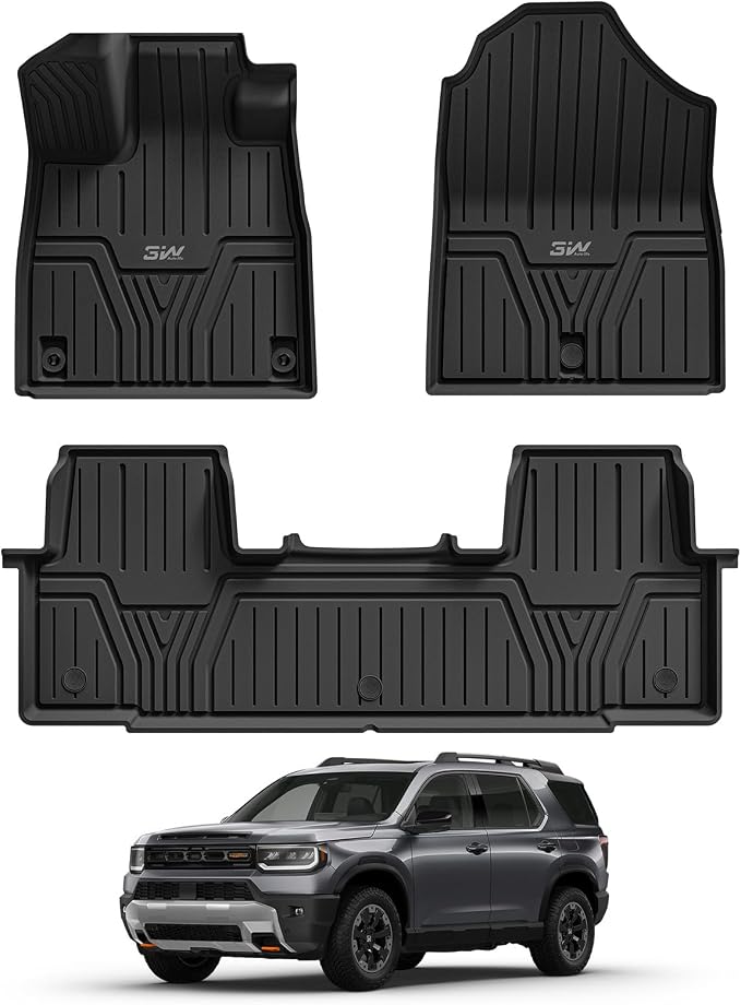3W Floor Mats for Honda Passport 2026, All Weather TPE Custom Fit Passport Floor Liner 1st & 2nd Row, Cover Protector for 2026 Honda Passport Accessories, Black