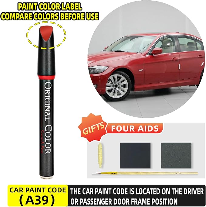 Carhoo A39 Barbera Red Touch Up Paint Suitable For BMW, Genuine Custom Color Absoulutely Without Color Differences (16ml)