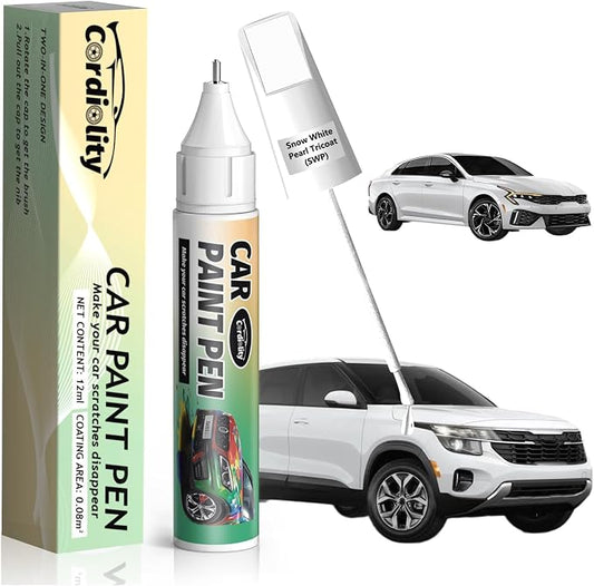 SWP Snow White Pearl Tricoat Touch Up Paint for Kia, Color Accurate Car Paint Scratch Repair Pen, Quick & Easy Fix Automotive Chips and Nicks