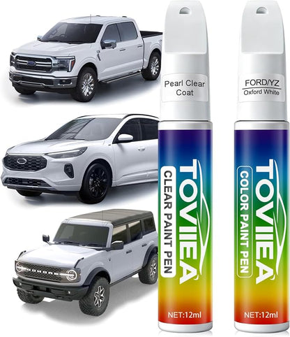 Oxford White(YZ/Z1/M6887) Touch Up Paint Compatible with Ford,2-In-1 Car Scratch Remover Pen,Car Paint Scratch Repair Kit for Scratches,Chips & Nicks,2-PCS SET