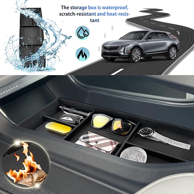 SHAOHAO for 2025 2026 Cadillac Lyriq Under Console Organizer for 2023 2024 2025 2026 Cadillac Lyriq Accessories (Tech, Luxury, Sport) Lower Organizer Tray Space Expand Storage Insert Box Easy Removal