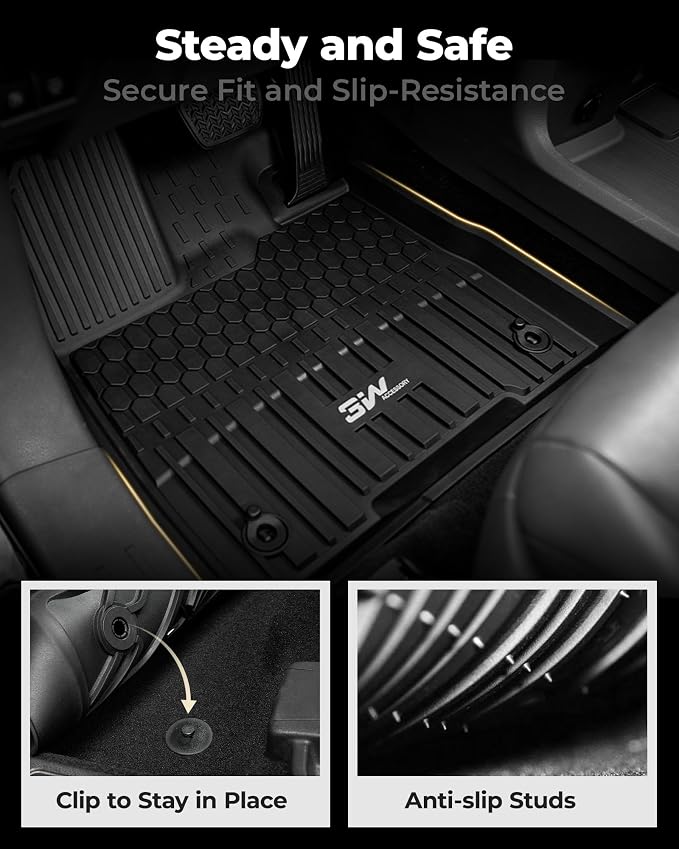 3W Floor Mats for Toyota Sienna 2021-2026 (Only for 7 Seat & Not Fit 25-26 Platinum Edition), TPE All Weather Custom Fit Floor Liner for Sienna XLE/XSE/Limited/Woodland Edition 1st, 2nd and 3rd Row