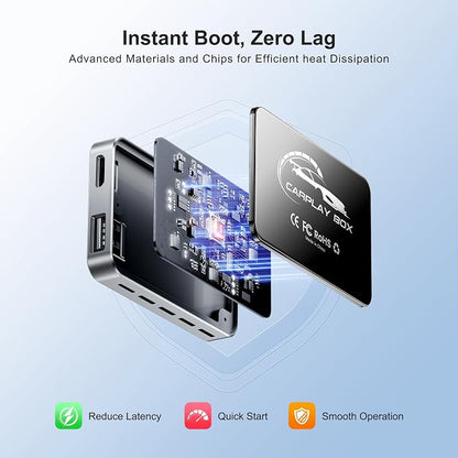 AI Box CarPlay, 3-in-1 Wireless CarPlay Adapter & Android Auto for OEM Wired Cars, Built-in Netflix/YouTube for Streaming, 5.8GHz WiFi, Convert Wired to Wireless, Plug & Play （4GB RAM+32GB ROM）