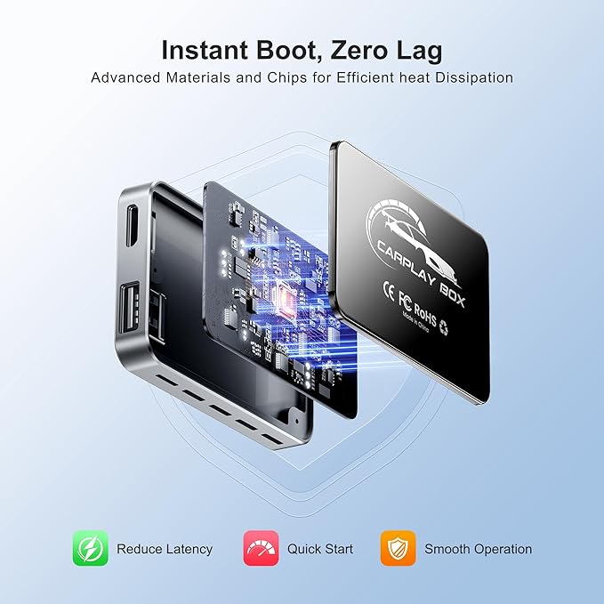 AI Box CarPlay, 3-in-1 Wireless CarPlay Adapter & Android Auto for OEM Wired Cars, Built-in Netflix/YouTube for Streaming, 5.8GHz WiFi, Convert Wired to Wireless, Plug & Play （4GB RAM+32GB ROM）