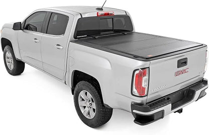 Rough Country Hard Tri-Fold Flip Up Truck Bed Cover for Chevy Colorado & GMC Canyon (2015-2024) - Fits 6' Bed, All-Weather, Flush Aluminum Panels