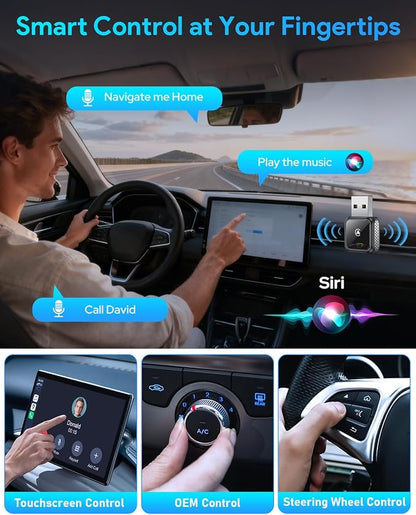 Super Mini Android Auto Wireless CarPlay Adapter - 3s Auto Connect Car Play Dongle, Zero Latency, Compatible with iOS & Android, 2017+ Models, USB/Type-C