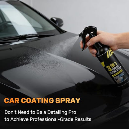 Quick Effect 3-in-1 Ceramic Coating Spray - Quick Coating Agent for Cars & High Shine Polish - Coating Spray with Hydrophobic Top Coat & UV Protection - Waterless Car Wash & Polish, 250ml