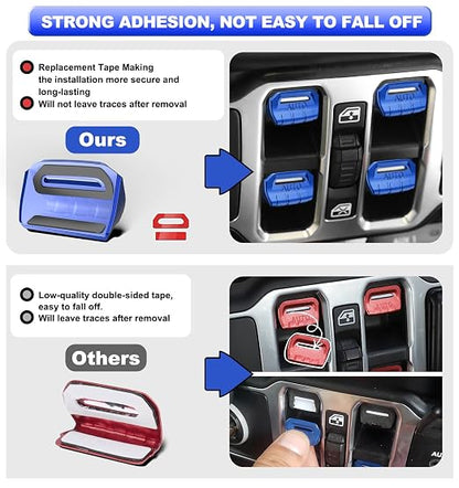 Fits for Jeep JL 4 PCS Upgrade Window Switch Button Cover Compatible with Jeep Wrangler JL JLU 2025 2024 2023 2022 2021 2020 2019 2018 & Gladiator JT 2020-2025 Interior Accessories(Dark Blue)
