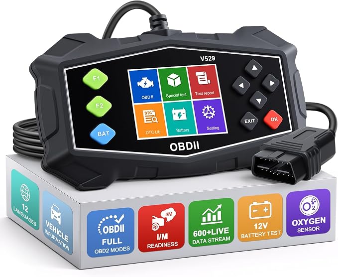 OBD2 Scanner Diagnostic Tool, EXTRACTME Car Scanner with Battery Tester, Engine Light, Data Stream, I/M Readiness, Mode 6/8, Professional Code Readers & Scan Tools for OBDII 12V Vehicles 1996+