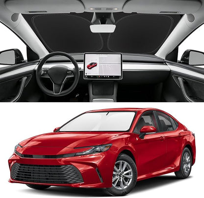 Custom Fit Windshield Sun Shade for Toyota Camry 2025-2026, Hybrid, LE, SE, XLE, XSE, TRD, Blocks UV & Heat, Front Window Sunshade Accessories, Easy Fold & Store Keep Your Car Cooler