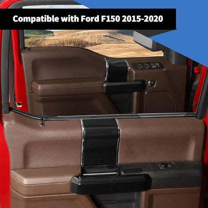 Voodonala for F150 2015-2020 Interior Door Handle Cover with Door Panel Cover Compatible with Ford F-150 2015-2020, F150 Interior Accessories 8Pcs(ABS,Carbon Fiber Black)