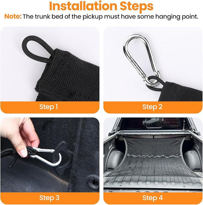 Truck Bed Net, Double-Layer Elastic Cargo Net Stretchable Mesh Organizer for Pickup, Suitable for Daily Light Loads of Trucks, Up to 2X Elastic from 4'x4’ Stretches to 7‘x 7’