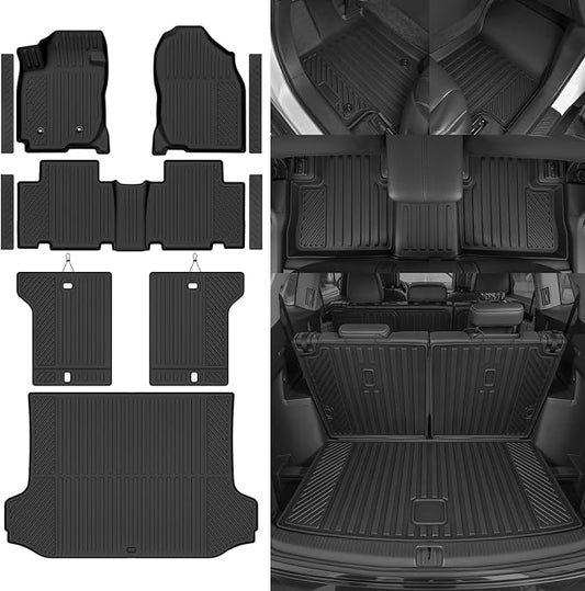 Custom Fit Floor Mats for 2006-2012 Toyota RAV4, All Weather TPE Floor Liners & Trunk Mat & Backrest Mats & Door Sill Guard, Odorless Full Set Interior Accessories