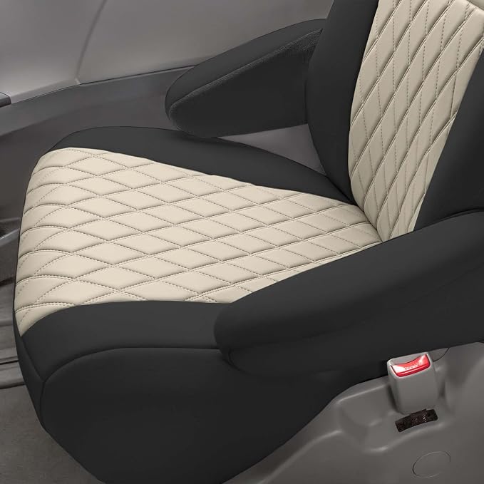 FH Group Custom Fit Car Seat Covers Specifically Made for 2011-2020 Toyota Sienna 7-8 Seater with Ultraflex Neoprene Water Resistant Automotive Seat Covers - Front Set Beige