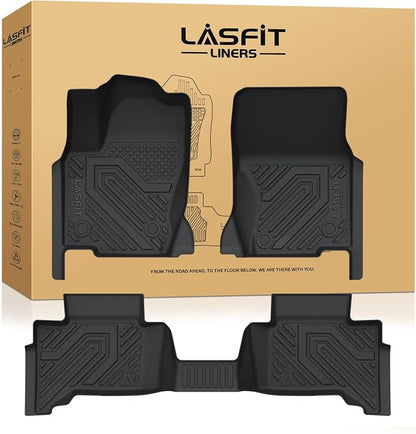 LASFIT Floor Mats for Toyota Land Cruiser 2024-2026 2027/ for Lexus GX550 5-Seat with Cool Box 2024-2026, All-Weather Protection TPE 1st & 2nd Row Car Liners for Toyota Accsessories, Black