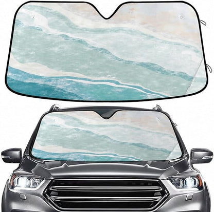 Bohemian Summer Beach Windshield Sun Shade for Car Auto SUV Truck Foldable Front Window Sunshade Sun Visor Protector Block UV Rays Reflect Heat, 55" x 28"