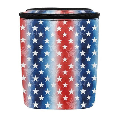 Talayituse American Flag Star Print Car Trash Can with Lid, 4th of July Leak Proof Auto Trash Bag Hanging Vehicle Garbage Can Multipurpose Storage Container for Back Seat Road Trip