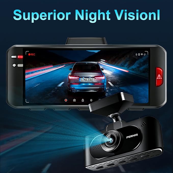 PERNIS 4K Dash Cam Front and Rear, STARVIS Sensor, Free Card Included, 2.4GHz WiFi Dual Dash Camera for Cars, Built-in GPS, Night Vision, G-Sensor, Emergency Lock, 3.16'' IPS, Parking Mode(DS315)
