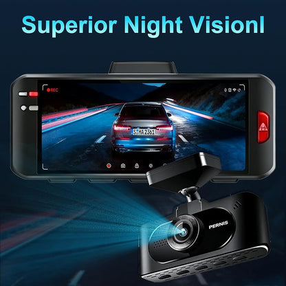 PERNIS 4K Dash Cam Front and Rear, STARVIS Sensor, Free Card Included, 2.4GHz WiFi Dual Dash Camera for Cars, Built-in GPS, Night Vision, G-Sensor, Emergency Lock, 3.16'' IPS, Parking Mode(DS315)
