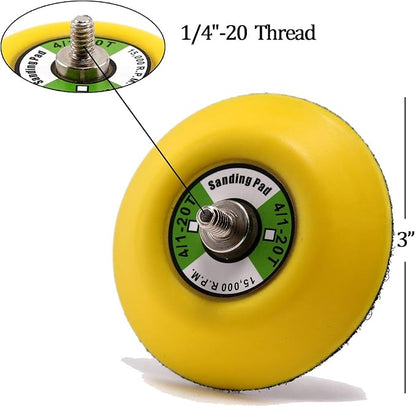 Ouya 3PCS 3" Hook and Loop Backing Pads 1/4"-20 Threads Polishing Buffing Plate for Dual Action Car Polisher