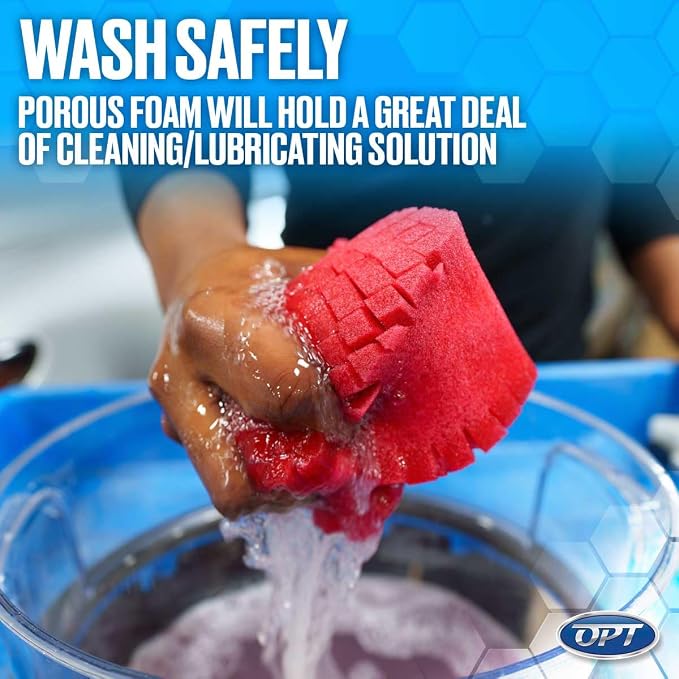 Optimum Big Red Sponge 2.0 Better Grip and Access Tight Spaces - Safe for All Paint Types, Use for Rinseless Car Wash and Car Wash Soap, Made in USA