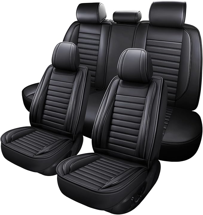 MINGBRON Car Seat Covers,Car Seat Protector Waterproof,Seat Covers Full Set, Car Seat Protectors,Automotive Seat Covers Fit for Most Cars Black