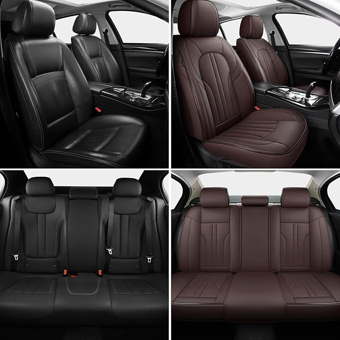 MINGBRON Car Seat Covers,Car Seat Protector Waterproof,Seat Covers Full Set, Car Seat Protectors,Automotive Seat Covers Fit for Most Cars Brown