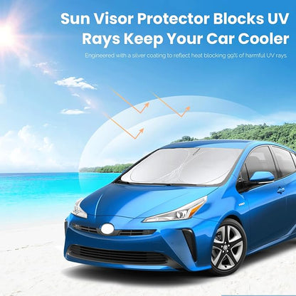 Custom Fit Prius Windshield Sunshade for 2010-2022 Toyota Prius Hatchback Accessories Front Window 210T Reflective Shield Cover for Windshield Sun Visor Protector