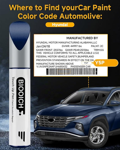 Touch Up Paint Pen Exact Color Match Car Chip and Scratch Repair (for Hyundai, Intense Blue(YP5))