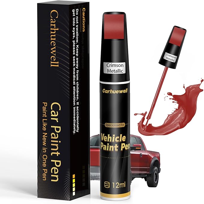 Red Touch Up Paint for Cars, Auto Car Paint Touch Up Paint Pen for Deep Scratches, Car Scratch Repair Pen, Quick and Easy Solution to Repair Minor Automotive Scratches (Crimson Metallic)